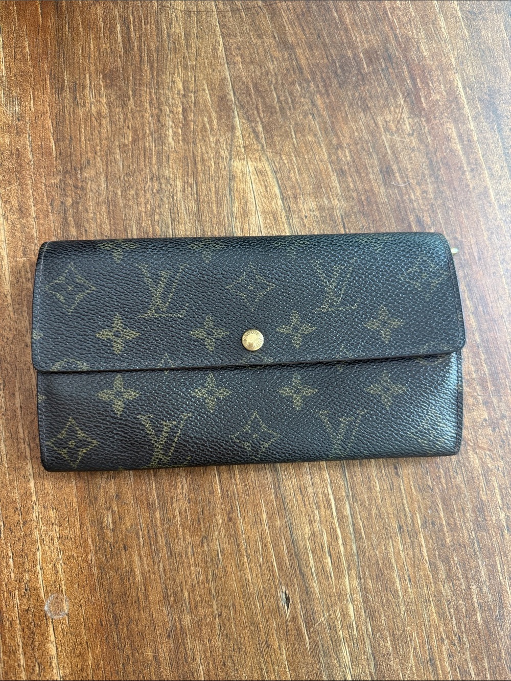 Louis Vuitton Monogram Canvas Wallet in Brown with Gold Accent